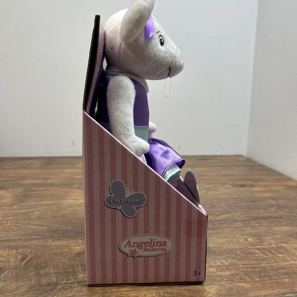 Vintage Angelina Ballerina Plush Purple Dress Flower Poseable W/DVD NEW HTF